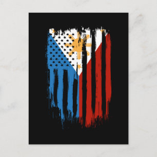 Half American Half Filipino Philippines Flag Postcard