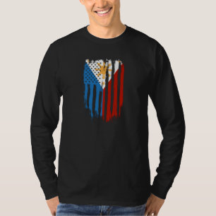 Half American Half Filipino Philippines Flag T-Shirt