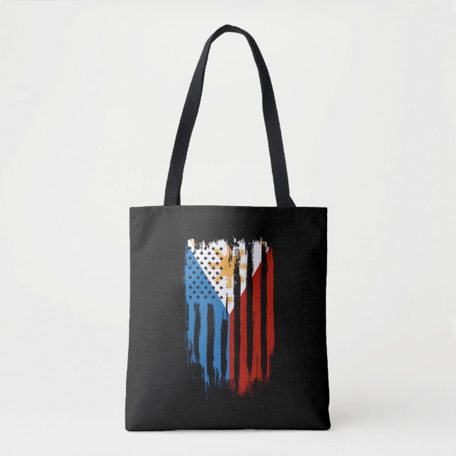 Half American Half Filipino Philippines Flag Tote Bag (Front)