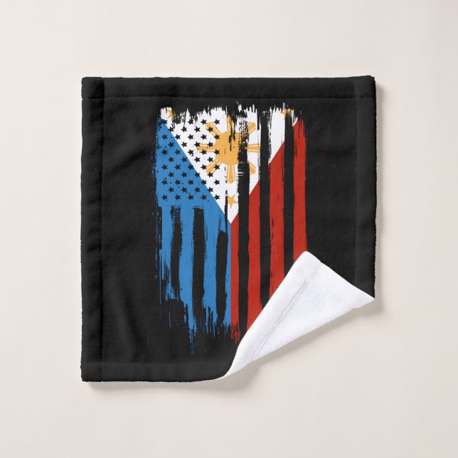 Half American Half Filipino Philippines Flag Wash Cloth (Wash Cloth)