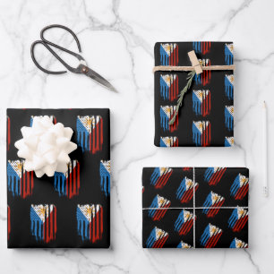 Half American Half Filipino Philippines Flag Wrapping Paper Sheet