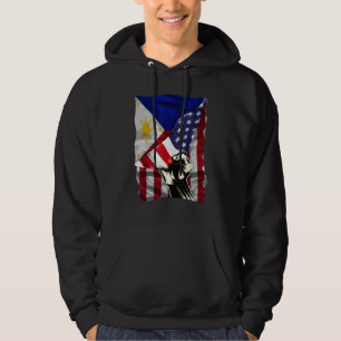 Half American Half Filipino ROOTS USA Flag Philipp Hoodie