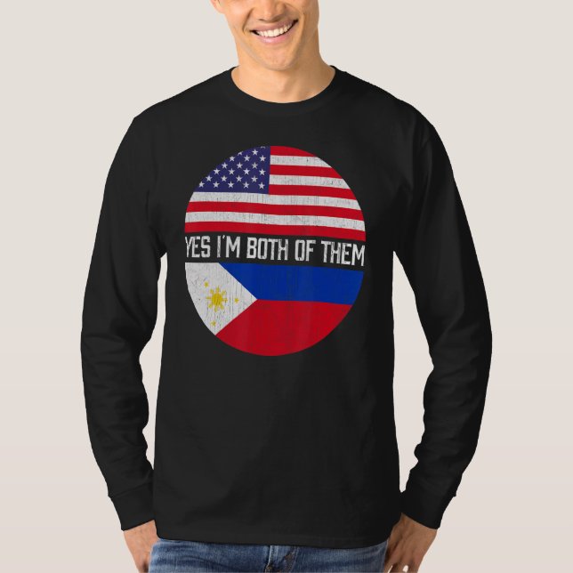 Half American Half Filipino Usa Flag Family Herita T-Shirt (Front)
