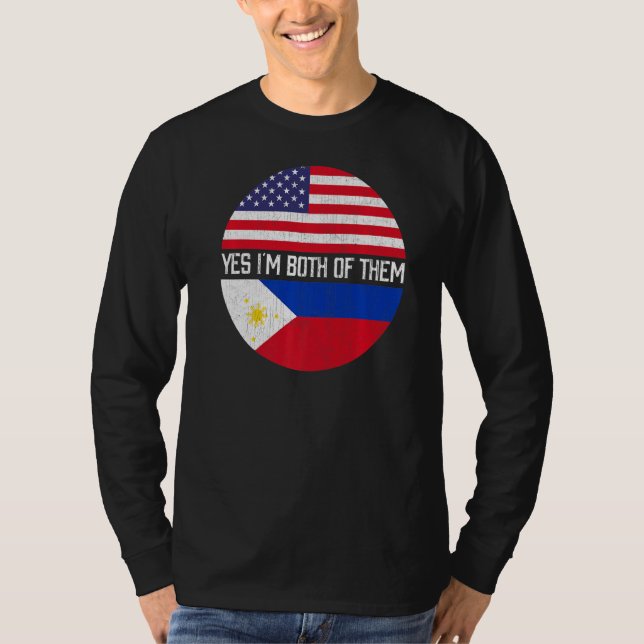 Half American Half Filipino Usa Flag Family Herita T-Shirt (Front)