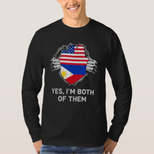 Half American Half Filipino USA Philippines Flag M T-Shirt