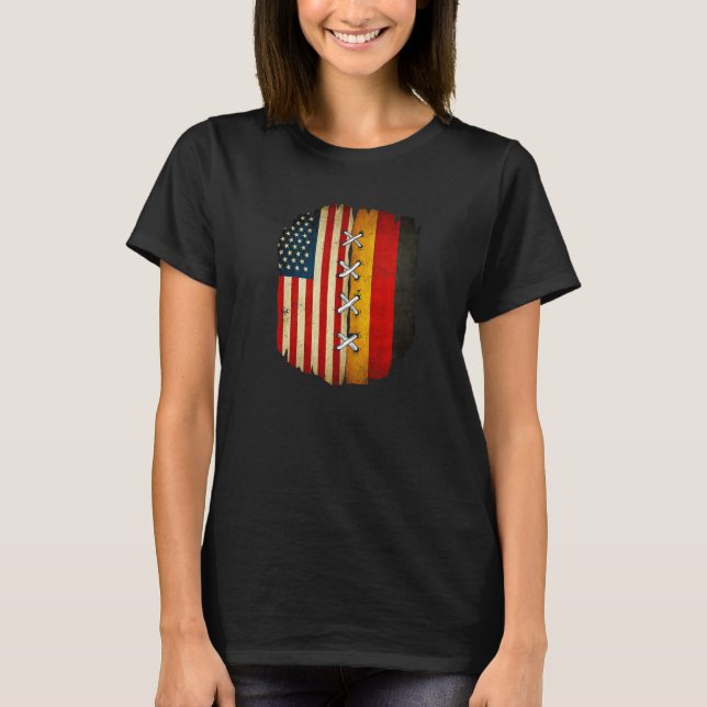 Half American Half German USA Flag Germany Flag Pr T-Shirt (Front)