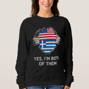 Half American Half Greek USA Greece Flag Mens Wome Sweatshirt