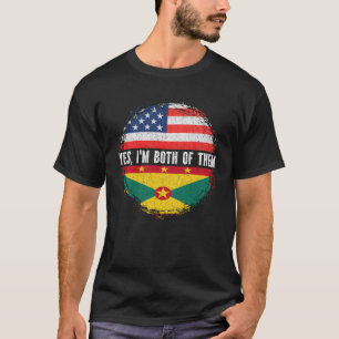 Half American Half Grenadian USA Flag Grenada  T-Shirt