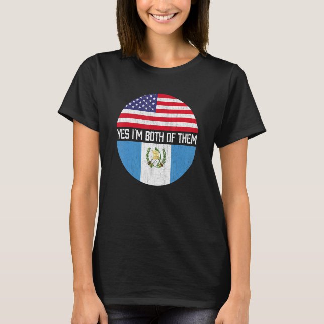 Half American Half Guatemalan Usa Flag Family Heri T-Shirt (Front)