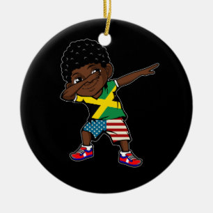 Half American Half Jamaican Boy Kid Jamaica Flag P Ceramic Tree Decoration