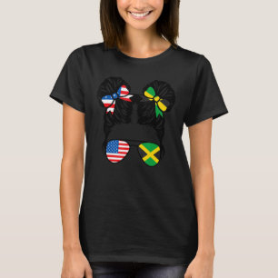 Half American Half Jamaican Girl USA Jamaica Flag  T-Shirt