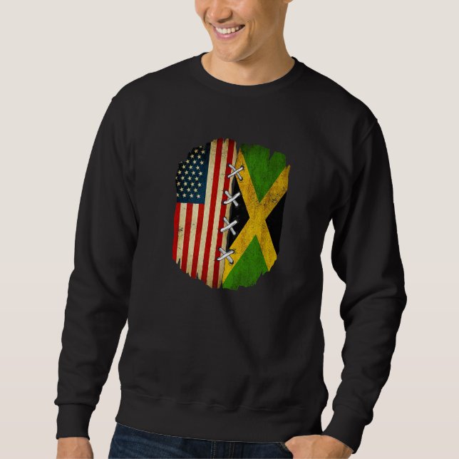 Half American Half Jamaican USA Flag Jamaica Flag  Sweatshirt (Front)