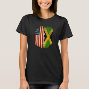 Half American Half Jamaican USA Flag Jamaica Flag  T-Shirt