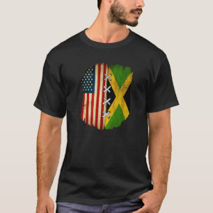 Half American Half Jamaican USA Flag Jamaica Flag T-Shirt