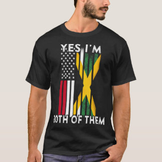 Half American Half Jamaican Usa Flag Jamaica Herit T-Shirt