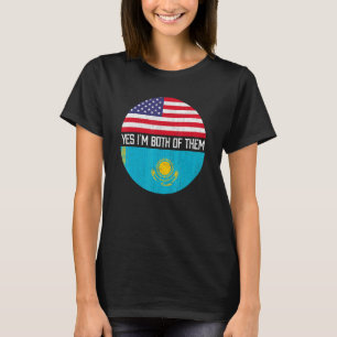 Half American Half Kazakh Usa Flag Family Heritage T-Shirt
