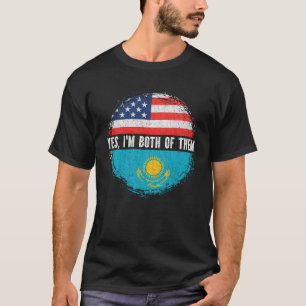Half American Half Kazakh USA Flag Kazakhstan  T-Shirt