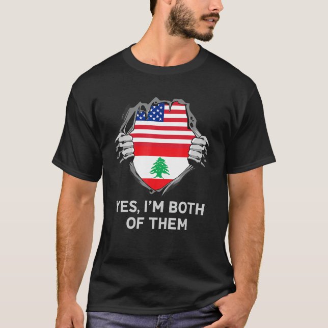 Half American Half Lebanese USA Lebanon Flag Mens  T-Shirt (Front)
