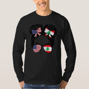 Half American Half Lebanese  USA Lebanon Pride Fla T-Shirt