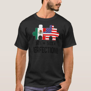 Half American Half Mexican Flag Combined Map Mexic T-Shirt