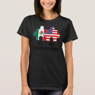 Half American Half Mexican Flag Combined Map Mexic T-Shirt