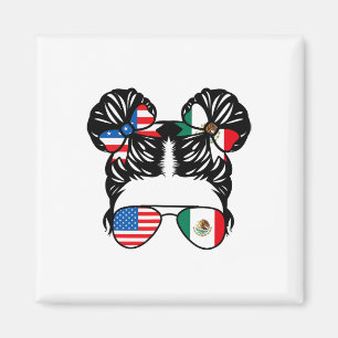 Half American Half Mexican Girl Usa Mexico Flag Pa Magnet