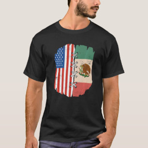 Half American Half Mexican Roots American US Flag T-Shirt
