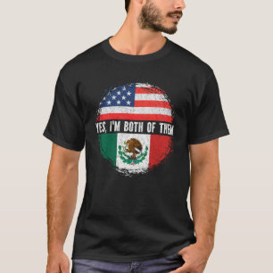 Half American Half Mexican USA Flag Mexico T-Shirt