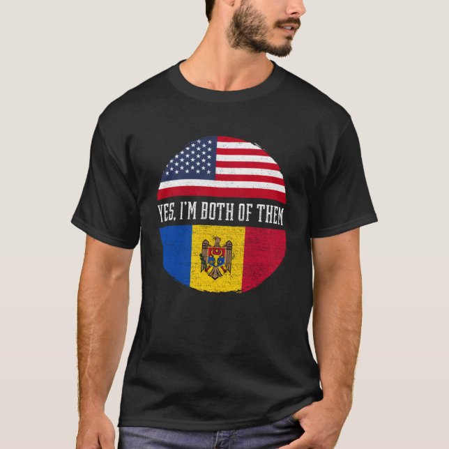 Half American Half Moldovan USA Flag Moldova Herit T-Shirt (Front)
