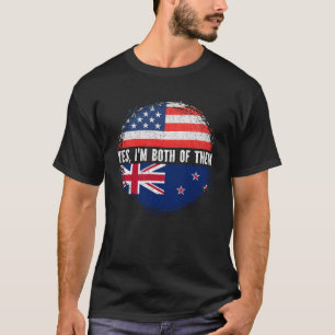 Half American Half New Zealander USA Flag T-Shirt