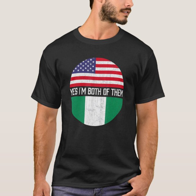 Half American Half Nigerian Usa Flag Family Herita T-Shirt (Front)