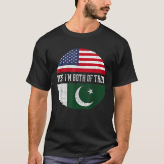 Half American Half Pakistani USA Flag Pakistan Her T-Shirt