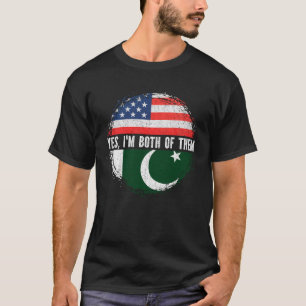 Half American Half Pakistani USA Flag Pakistan  T-Shirt