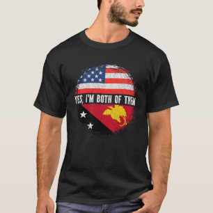 Half American Half Papua New Guinean USA Flag T-Shirt