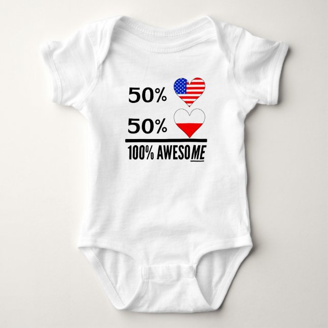 Half American Half Polish Baby Bodysuit (Front)