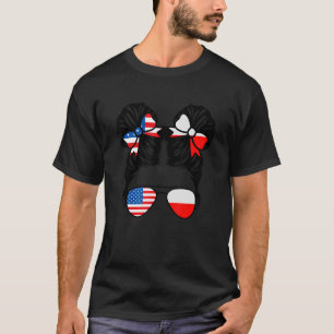 Half American Half Polish Girl USA Poland Flag Pat T-Shirt