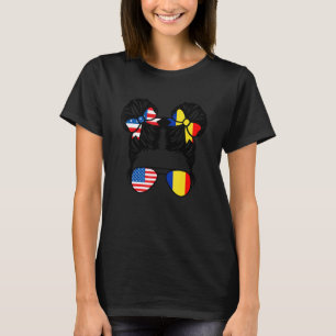 Half American Half Romanian Girl USA Romania Flag  T-Shirt