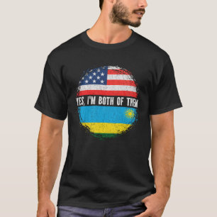 Half American Half Rwandan USA Flag Rwanda  T-Shirt