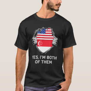 Half American Half Singaporean USA Singapore Flag T-Shirt