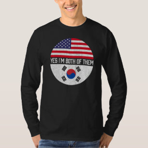 Half American Half South Korean Usa Flag Family He T-Shirt