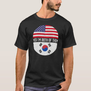 Half American Half South Korean Usa Flag Family He T-Shirt