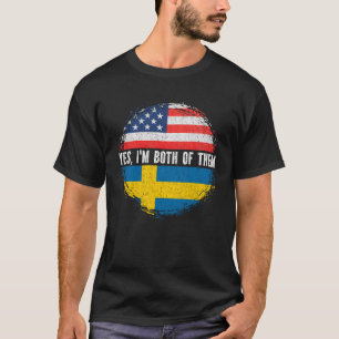 Half American Half Swedish USA Flag Sweden  T-Shirt