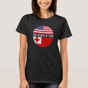 Half American Half Tongan Usa Flag Family Heritage T-Shirt