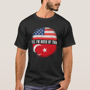 Half American Half Turkish USA Flag Turkey  T-Shirt