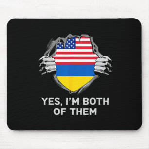 Half American Half Ukrainian Usa Ukraine Flag Mens Mouse Pad