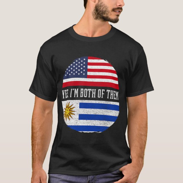 Half American Half Uruguayan USA Flag Uruguay Heri T-Shirt (Front)