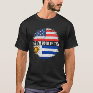 Half American Half Uruguayan USA Flag Uruguay  T-Shirt