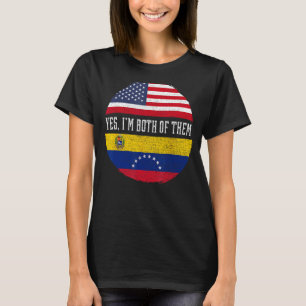 Half American Half Venezuelan USA Flag Venezuela H T-Shirt