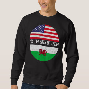 Half American Half Welsh Usa Flag Family Heritage Sweatshirt