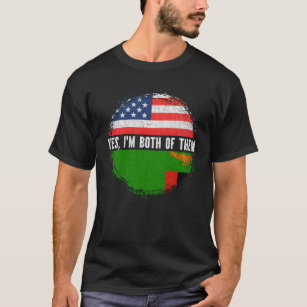 Half American Half Zambian USA Flag Zambia  T-Shirt